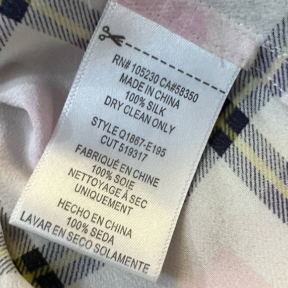 Equipment White Light Pink Grid Plaid Brett Silk Button Down Blouse Size XS - Picture 4 of 6